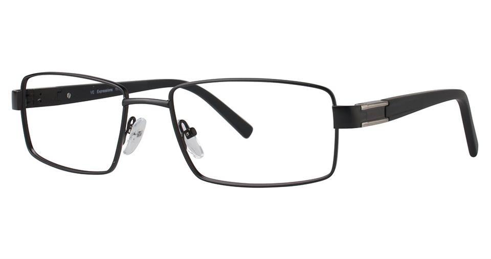 A pair of black Vivid Expressions 1113 eyeglasses featuring modern style with sleek, semi-rimless frames.