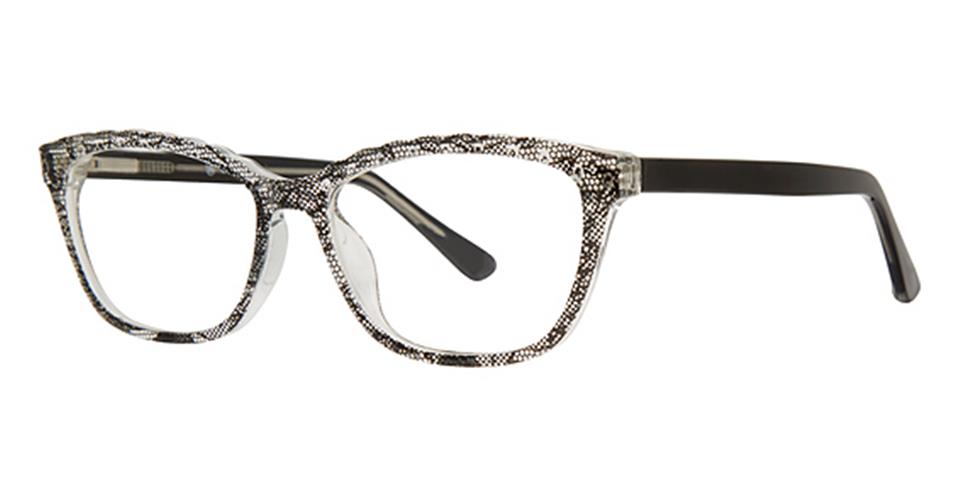 A pair of Vivid Metro 42 glasses with a black frame, featuring durable plastic construction.