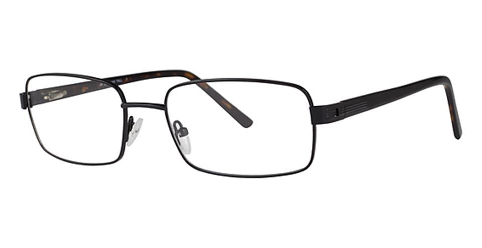 A pair of black eyeglasses featuring a larger fitting frame and spring hinge for added comfort, specifically the Big And Tall 1 by Vivid.