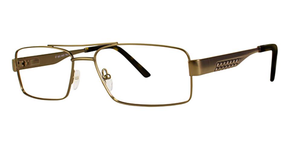 Rectangular eyeglasses with a durable metal frame and thin, black temple tips. The bridge is double-barred, and the nose pads are clear. Featuring a distinctive grid pattern near the hinges and spring hinges for added comfort, these Vivid Big And Tall 2 glasses offer both style and durability.