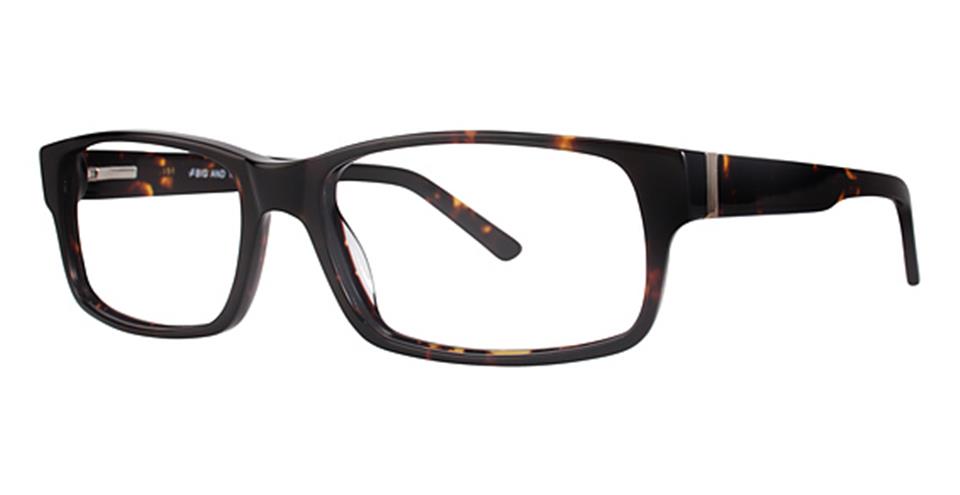 A pair of rectangular eyeglasses with a dark brown tortoiseshell pattern frame, featuring subtle orange and amber streaks. The glasses have slightly thick, glossy durable plastic frames with slender arms, and a sleek, modern design. Ideal for those seeking stylish **Big And Tall 3** glasses by **Vivid**.