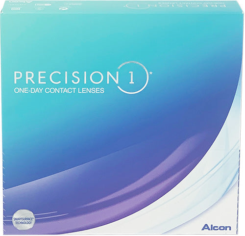 A box of PRECISION1® one-day contact lenses by Alcon designed for all-day comfort and hassle-free handling.