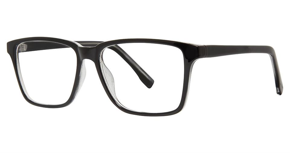 A pair of black rectangular Vivid Soho 1042 Eyeglasses with a sleek, modern design. The high-quality plastic frames are thin, with slightly thicker arms that taper towards the ears. The lenses are clear, and the overall look is minimalist and stylish, boasting a versatile design suitable for any occasion.