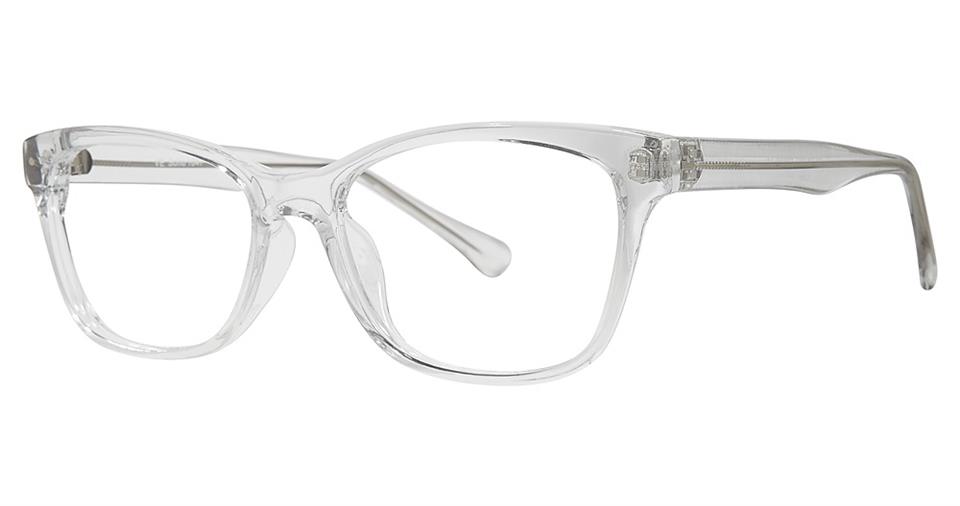 Image of a pair of transparent, rectangular Vivid Soho 1048 eyeglasses with minimalist elegance. The frames and temples are made of clear plastic, giving the glasses lightweight comfort and a modern appearance. The lenses are also clear.