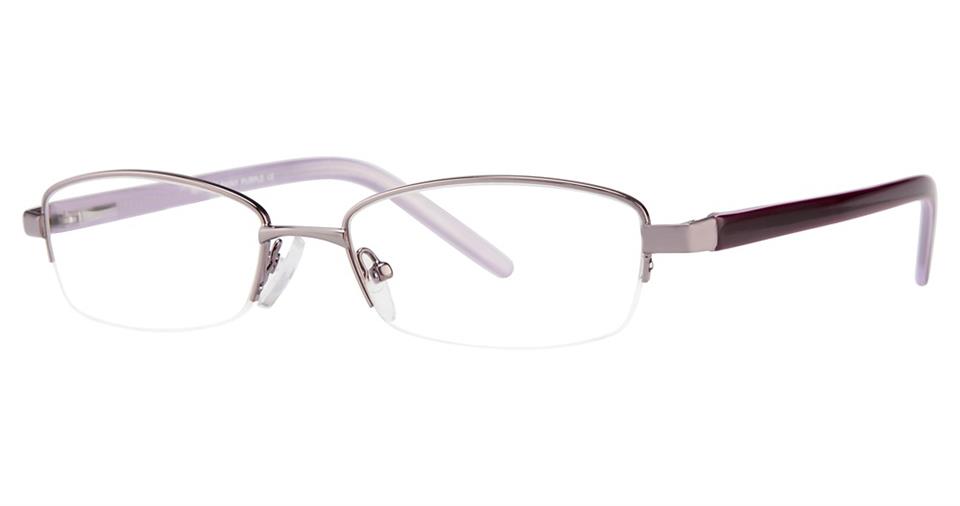 A pair of Vivid Expressions 1069 eyeglasses with purple semi-rimless frames.