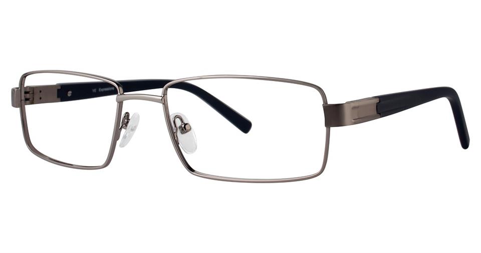 A pair of rectangular Vivid Expressions 1113 eyeglasses with a metal frame, featuring black arms and adjustable nose pads. The semi-rimless design is simple and modern, suitable for both casual and formal wear.