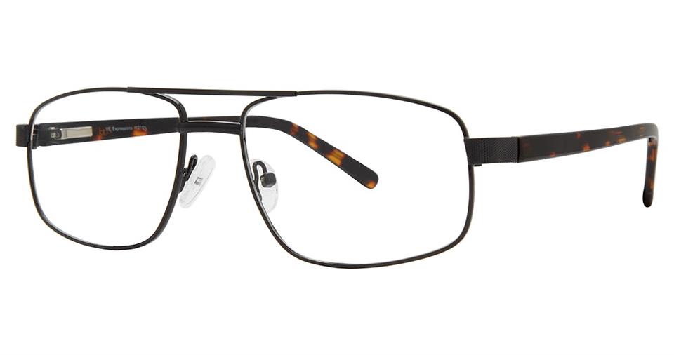 A pair of black glasses featuring durable metal frames and a sleek, spring hinge design from Expressions 1131 by Vivid.