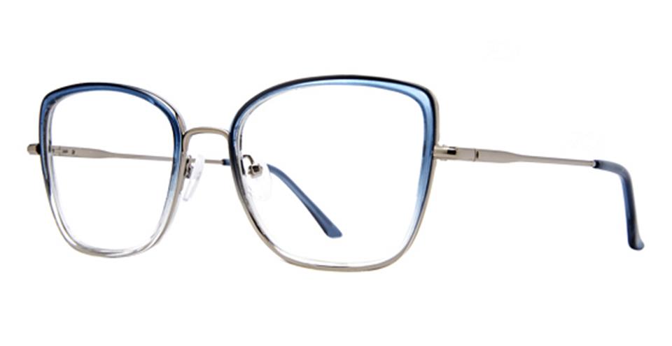 The Vivid Expressions 1137 eyeglasses feature large, square, blue-gradient lenses and thin, durable metal frames. With straight temples matching the blue-gradient design, they offer a versatile stylish option for any occasion.