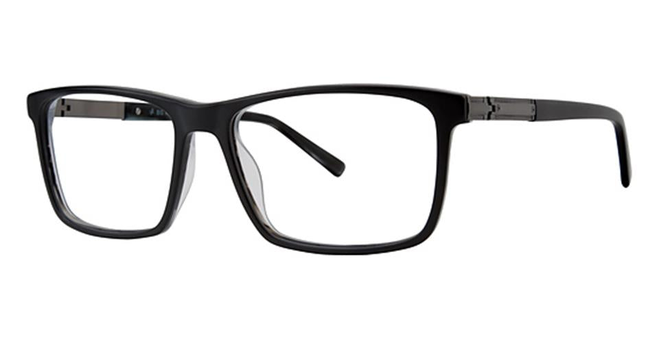 A pair of matte black, rectangular eyeglasses with a sleek, modern design. The lightweight frames feature thin temples and spring hinges for added comfort. These Vivid Big And Tall 19 glasses have a simple yet elegant appearance that's perfect for any occasion.