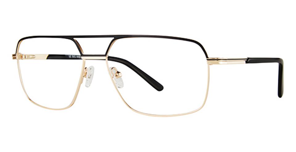 A pair of modern style glasses with a black and gold frame, crafted from durable metal, the Vivid Big And Tall 25.