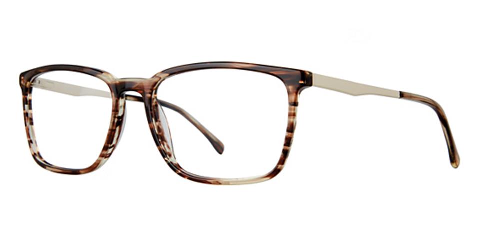 A close-up of a pair of black/crystal brown stripe glasses, Vivid's Big And Tall 27, perfect eyewear for larger head sizes.