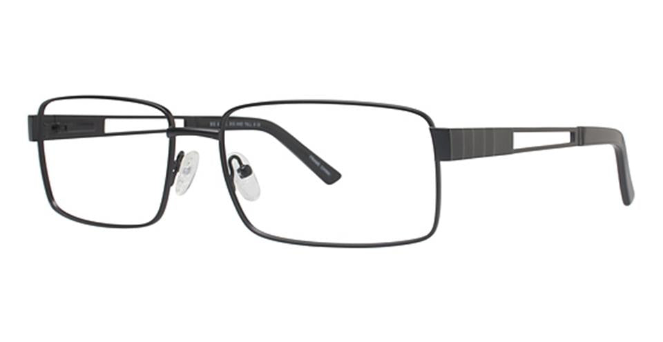 A pair of Vivid Big And Tall 6 black eyeglasses with a durable metal frame and straight spring hinges.