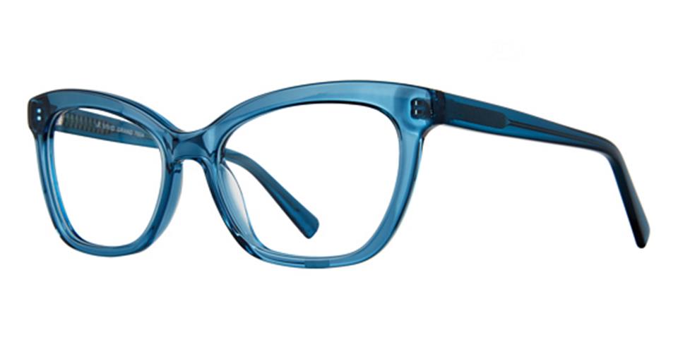 A blue Vivid Grand 7504 eyeglasses on a white background.