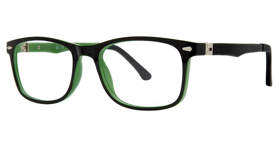 A pair of black and green Metro 51 glasses crafted from durable plastic, boasting a sleek Vivid eyewear design.