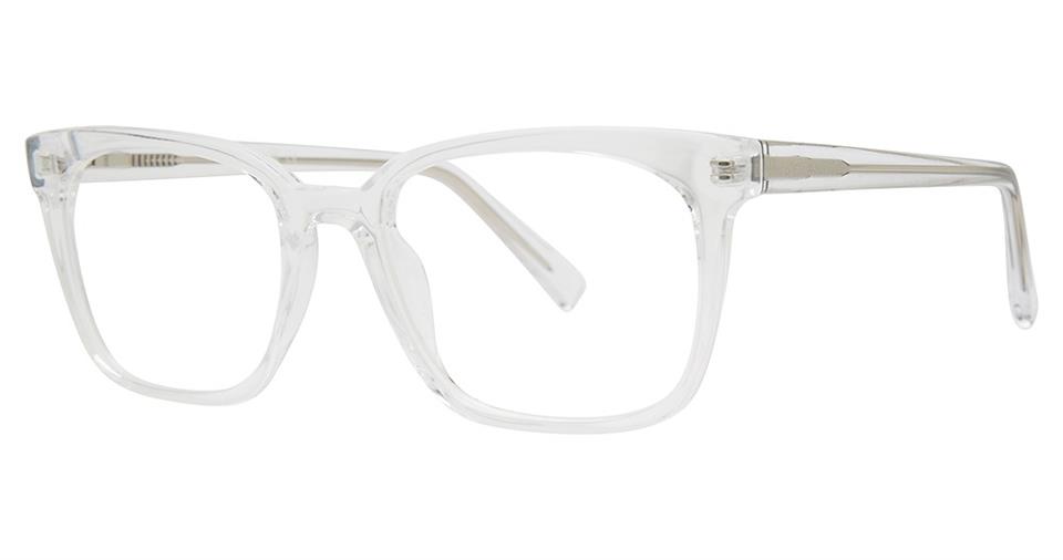 Clear, rectangular Vivid Metro 53 eyeglasses with a modern, transparent frame crafted from durable plastic. The arms are also transparent, and the sleek and contemporary eyewear design boasts minimalist aesthetics. The lenses appear to be non-tinted, perfectly enhancing the crystal color combinations.