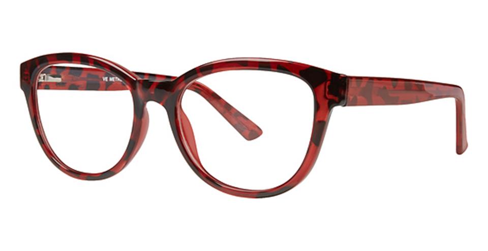 A striking pair of red and black glasses with durable frames, perfect for those seeking both style and reliability: the Vivid Metro 26.