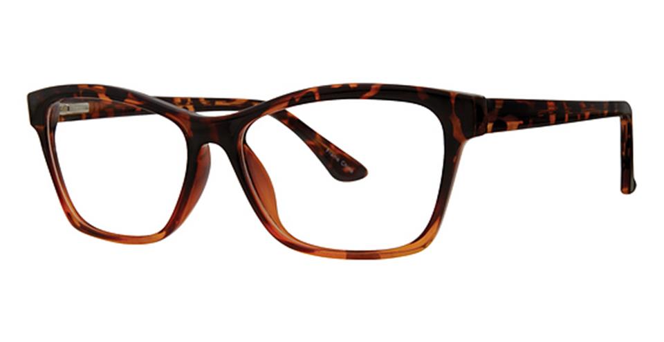 A pair of Vivid Metro 31 glasses featuring a tortoise-colored frame and durable plastic construction, complete with a sleek, spring hinge straight design for added comfort and resilience.