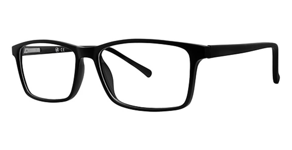 A pair of black rectangular Vivid Metro 34 glasses with a sleek, modern design. The frame is simple and minimalist, with thin arms and no embellishments, crafted from durable plastic. The contemporary style glasses are shown on a white background, angled slightly to showcase both the front and side view.