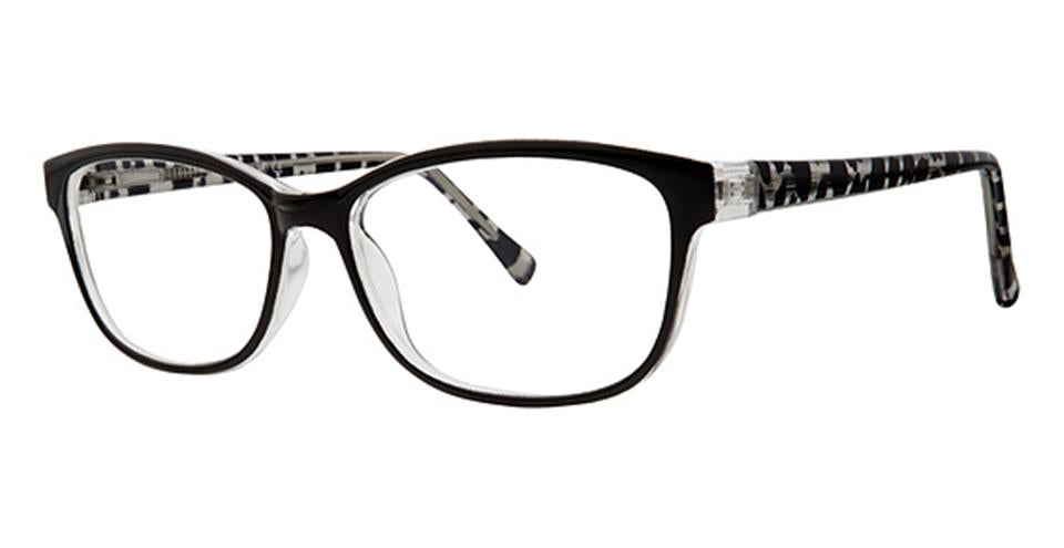 A pair of Vivid Metro 36 glasses featuring a sleek black and white design with spring hinge straight arms.