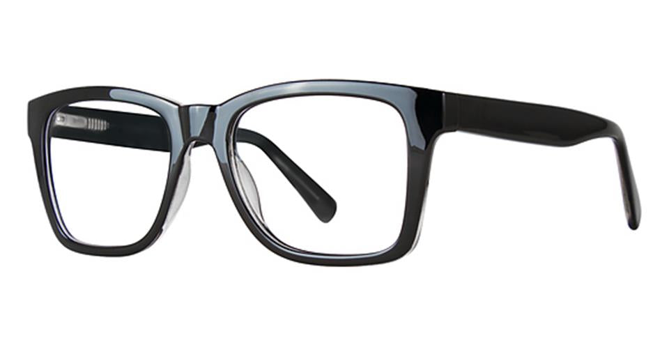 A black glasses with modern elegance, featuring black rims made from durable plastic, crafted by Vivid Metro 57.