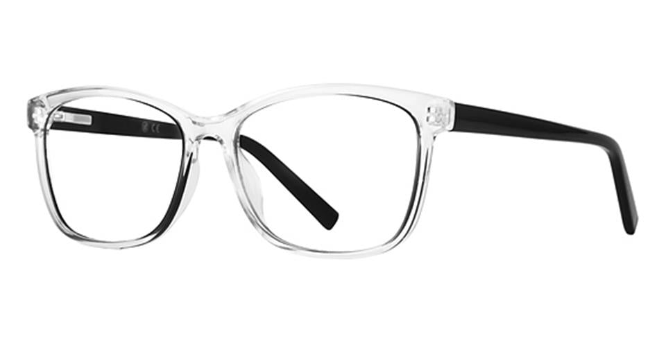 A pair of Vivid Metro 60 eyewear boasting clear, slightly cat-eye frames and sleek black temple arms. The lenses are non-tinted, showcasing a clean, minimalist design. The overall appearance is both modern and stylish.