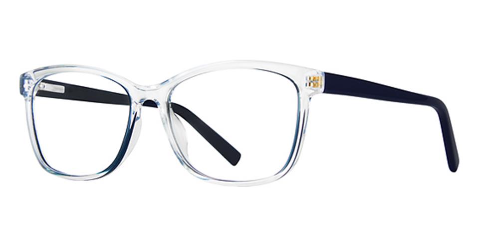 The Vivid Metro 60 eyewear collection includes a pair of eyeglasses with clear, rectangular frames and dark-colored arms. The design features a subtle blend of modern and classic styling elements, making them the perfect spring hinge glasses for any occasion.