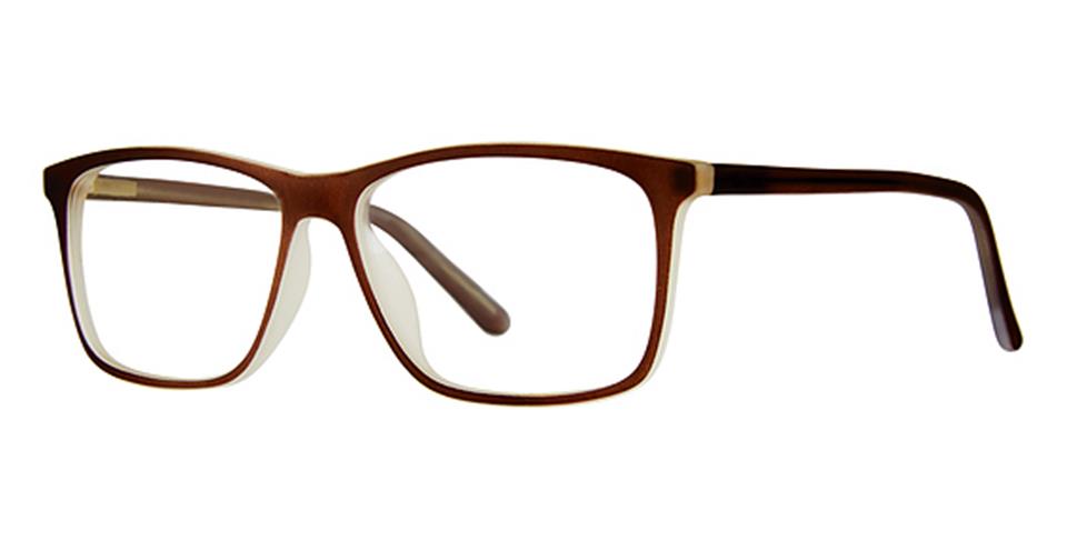 A pair of brown rectangular Metro 63 glasses with clear lenses. The durable plastic Vivid eyewear features thin frames and slightly rounded edges, with a classic and simple design.