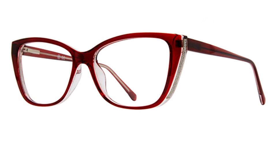 A close-up of Vivid's Metro 65 stylish glasses, showcasing their jewelry-like detailing.