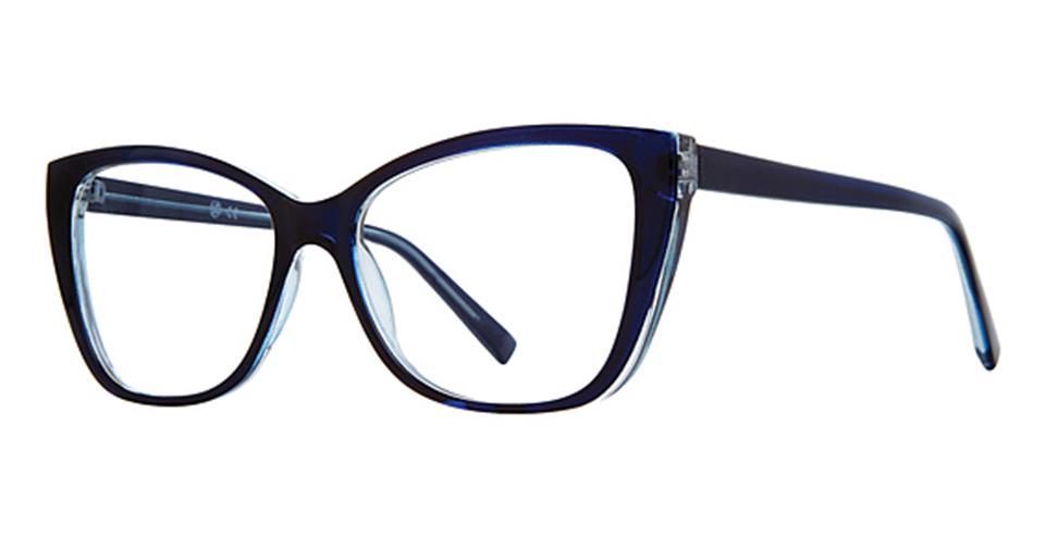 A pair of stylish, cat-eye Vivid Soho 1060 eyeglasses with black frames and slightly pointed corners. The temples are sleek and black, exuding timeless elegance. The lenses are clear, showcasing a contemporary design.