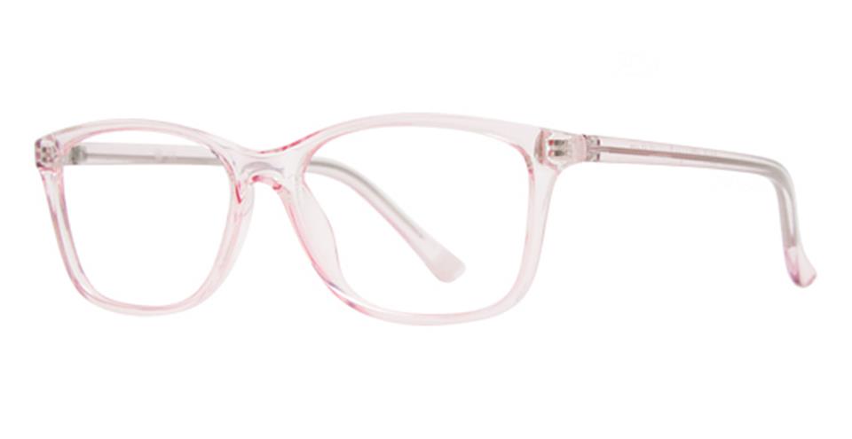 A pair of Vivid Soho 1079 eyeglasses with light pink transparent frames. The design features a slight cat-eye shape and thin temples, offering lightweight comfort and subtle elegance. The glasses are displayed against a white background.