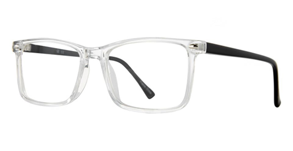 A pair of Vivid Soho 1080 eyeglasses featuring rectangular lenses with high-quality plastic frames and black arms. The glasses boast a sleek and modern design, where the clear frame emphasizes the lenses, while the contrasting black arms add a stylish touch.