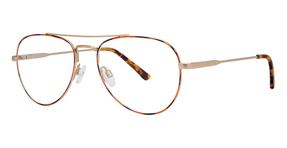 A pair of Vivid CompuSpecs 402 aviator-style eyeglasses with thin, gold metal frames. The temples are gold with tortoiseshell tips. The nose pads are clear and adjustable.